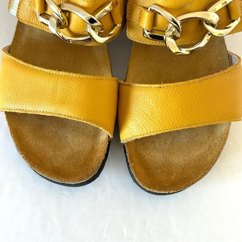 Naot Victoria Comfort Wedge Sandal Gold Chain Shoe Cork Yellow Size EU 36 US 5